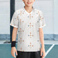 160GSM White Geometric Patterned Youth Soccer Shir