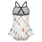 Girls' White Woodland Motif Peplum Swimsuit