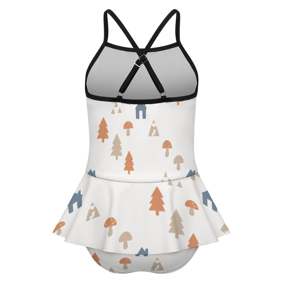 Girls' White Woodland Motif Peplum Swimsuit