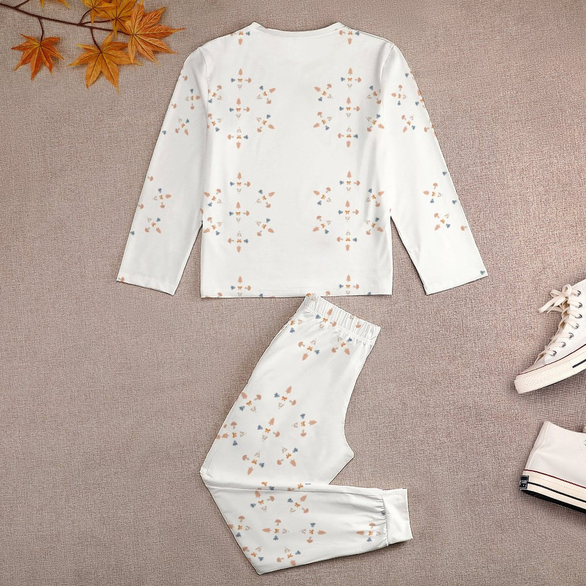 Girls' Geometric Print Long Sleeve Sleepwear Set