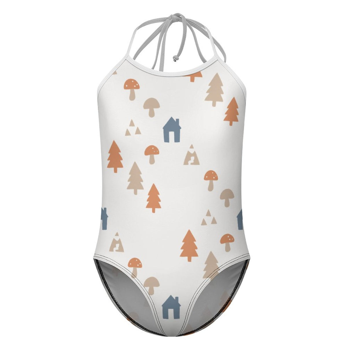 Girls' White Woodland Print Cami Bathing Suit