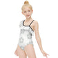Girls' Geometric Star One-Shoulder Ruffle Swimsuit