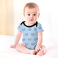 Cute Elephant Print Light Blue Cotton Baby Bodysuit
