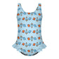 Custom Girls Ruffle One Piece Swimsuit | All-Over Print