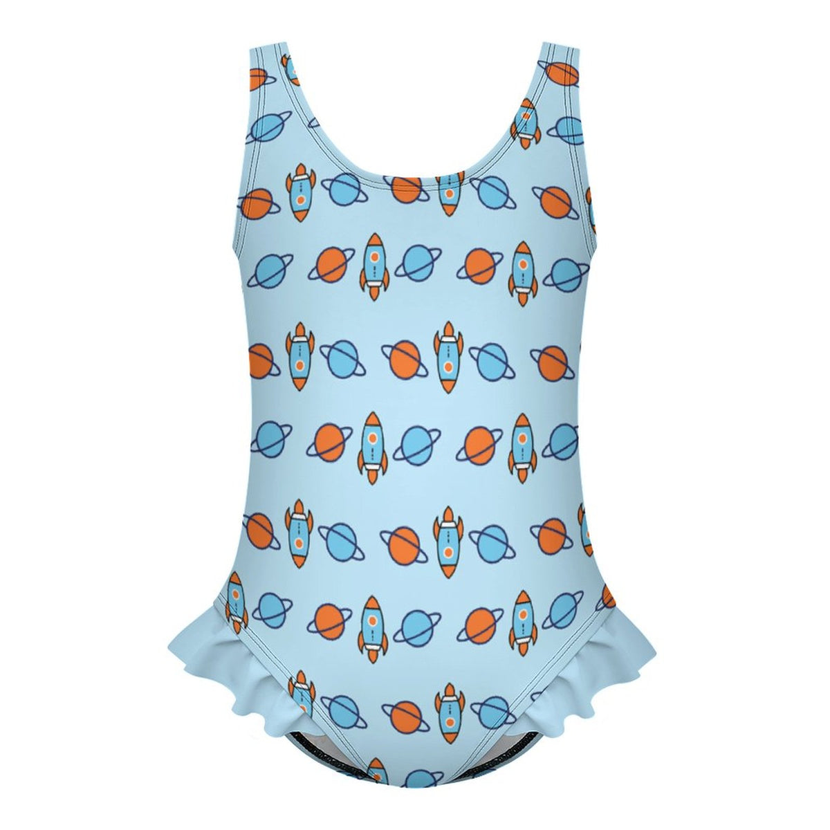 Custom Girls Ruffle One Piece Swimsuit | All-Over Print
