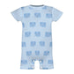 190GSM Light Blue Elephant Baby Cotton Romper