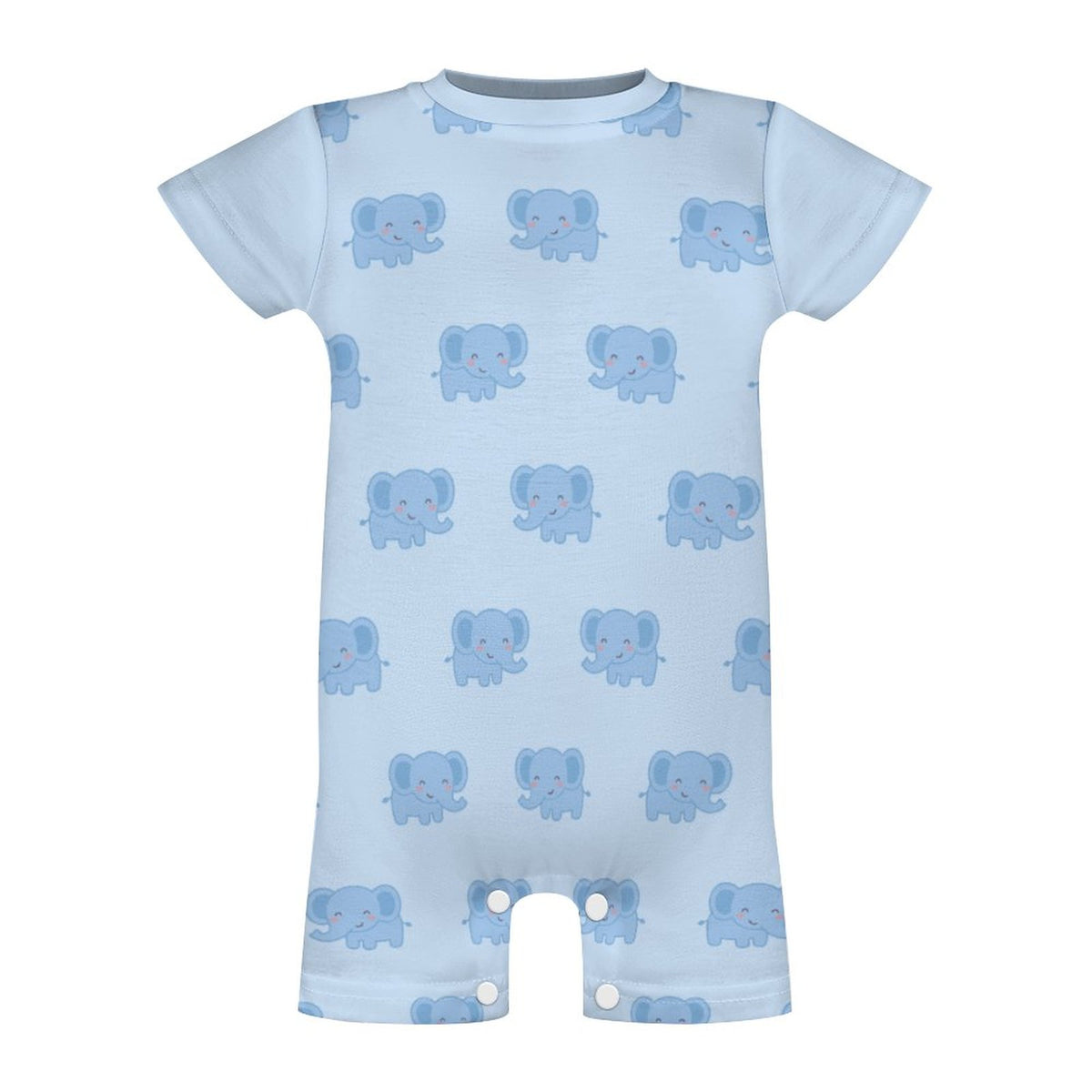 190GSM Light Blue Elephant Baby Cotton Romper