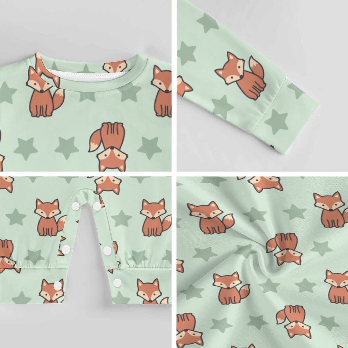 Cute Cotton Baby Fox Print Long Sleeve Bodysuit