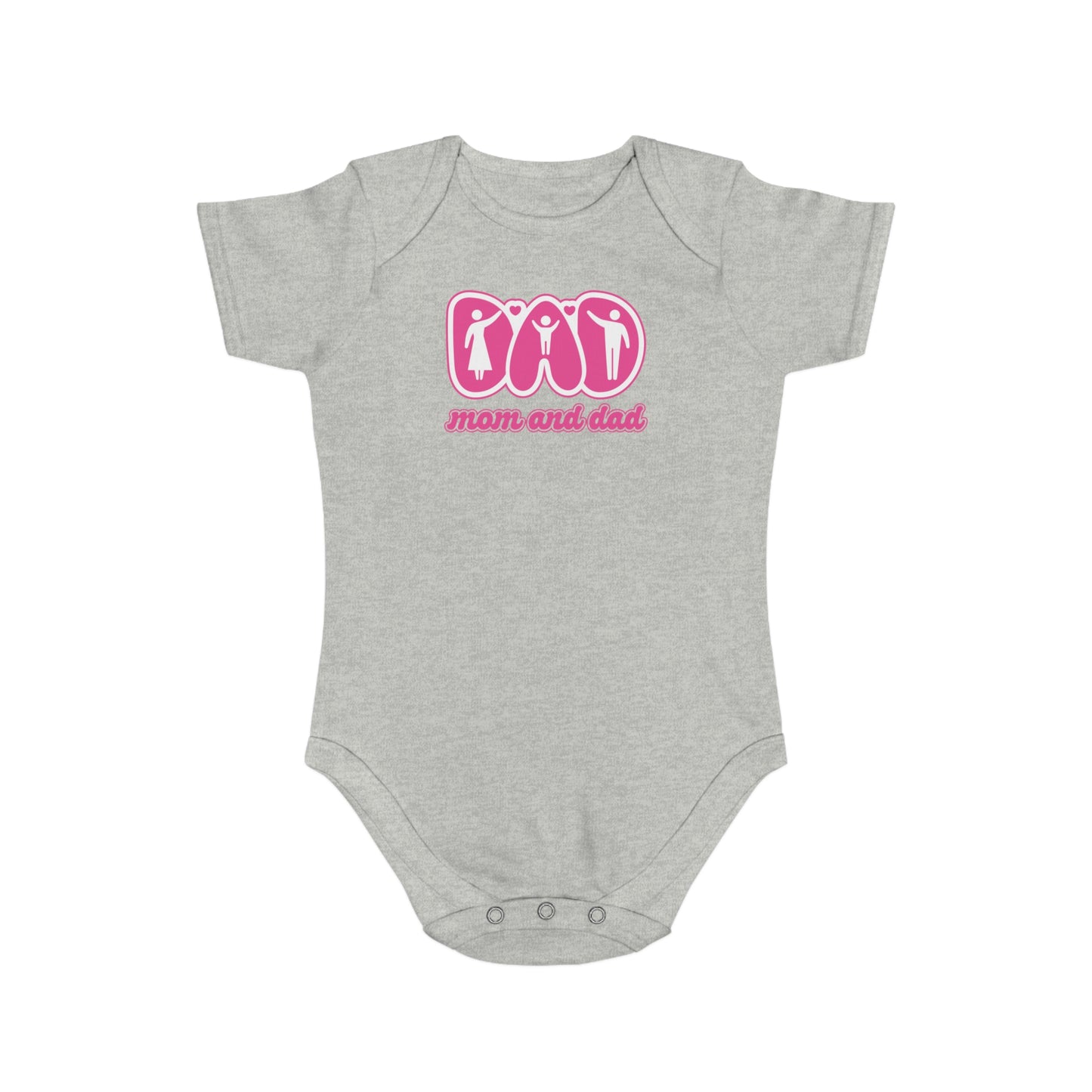 Cute Mom and Dad Short Sleeve Baby Bodysuit