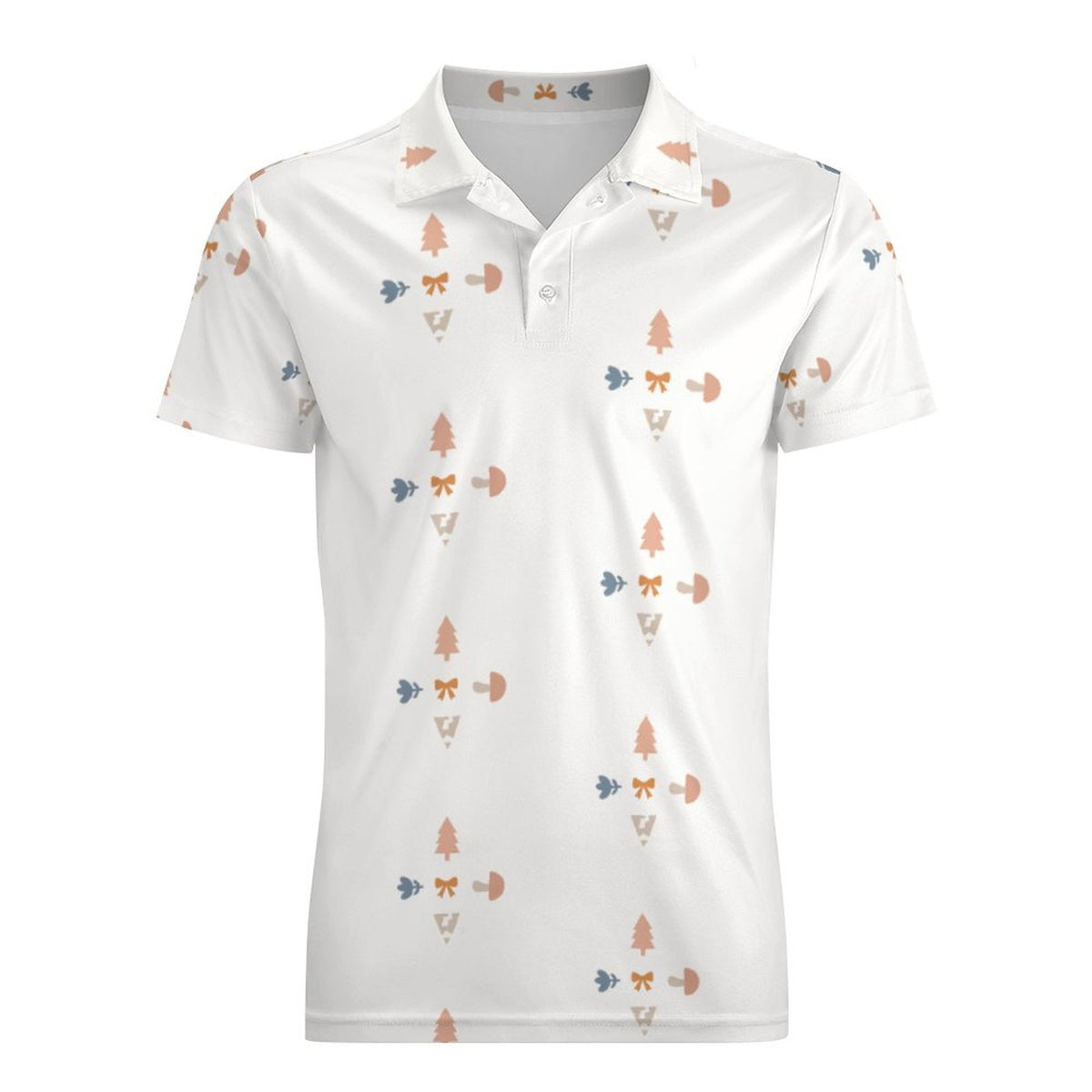Boys' White All-Over Geometric Motif Polo Shirt