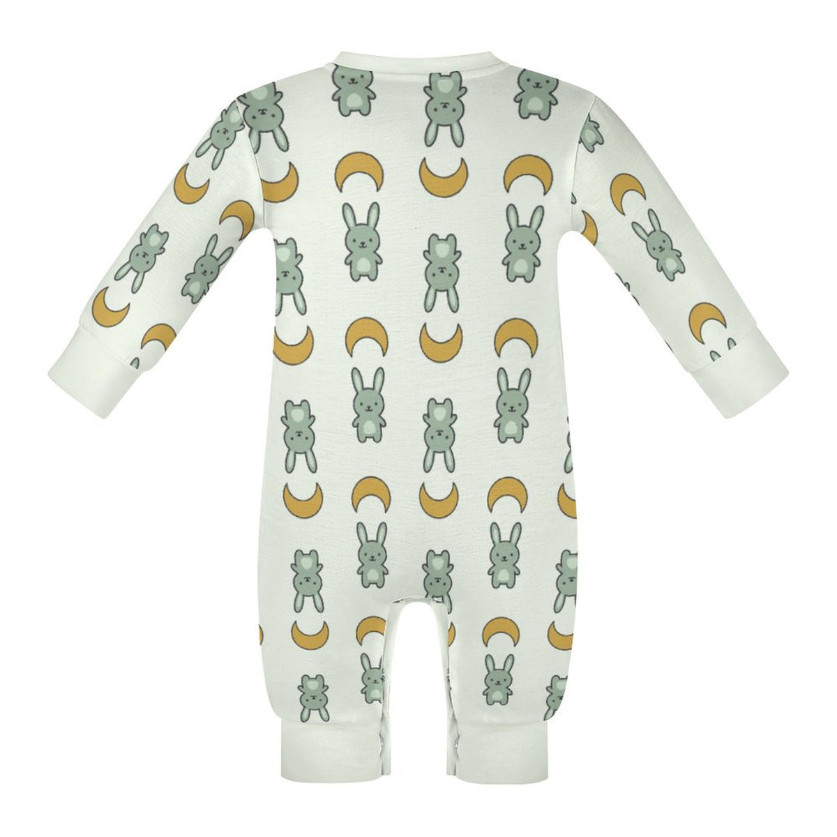 Cute Bunny & Moon Print Long Sleeve Baby Romper | 180gsm