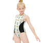Cute Bunny & Moon Zip Back One-Piece Girls Swimsuit