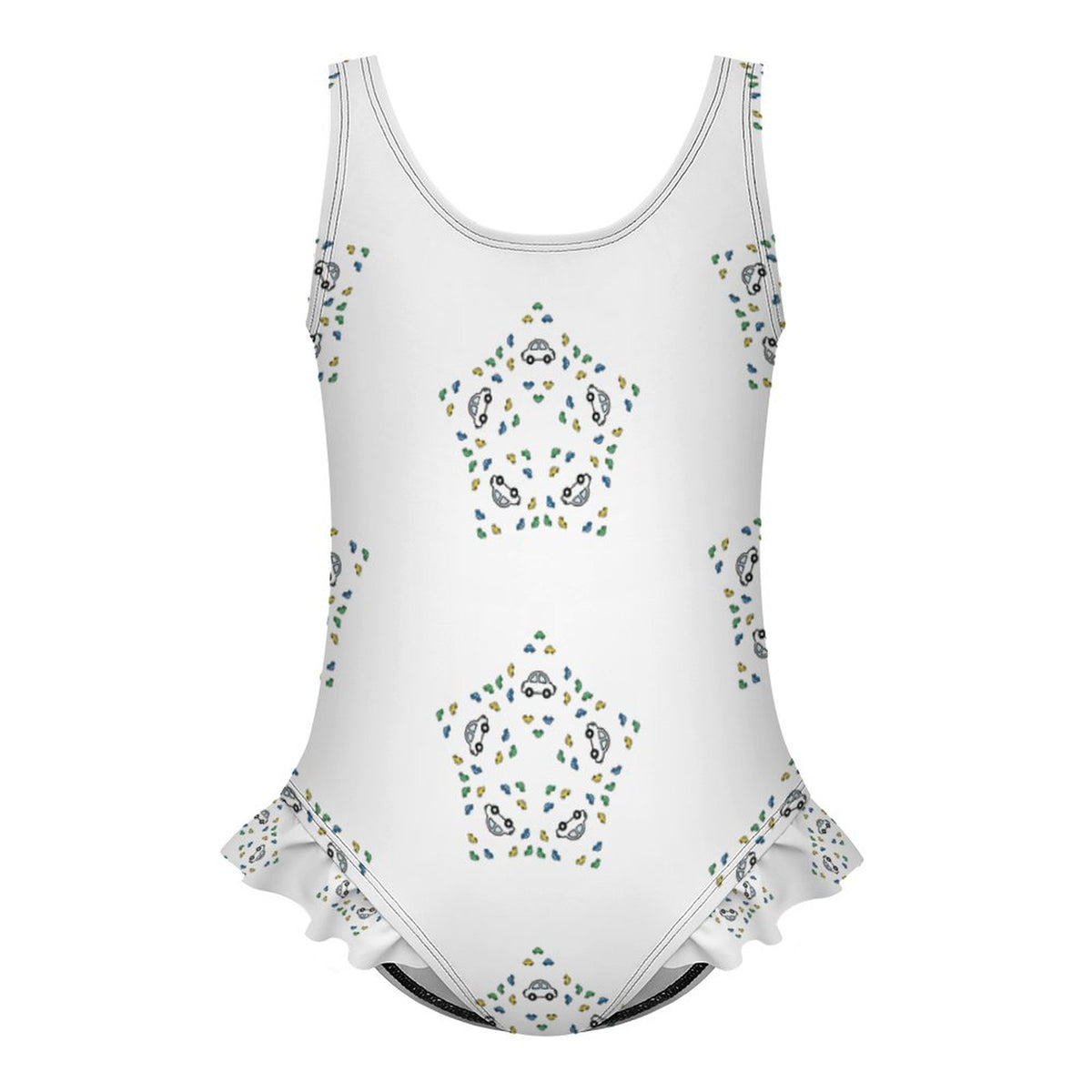 Cute White Star Print One-Piece Swimsuit for Girls
