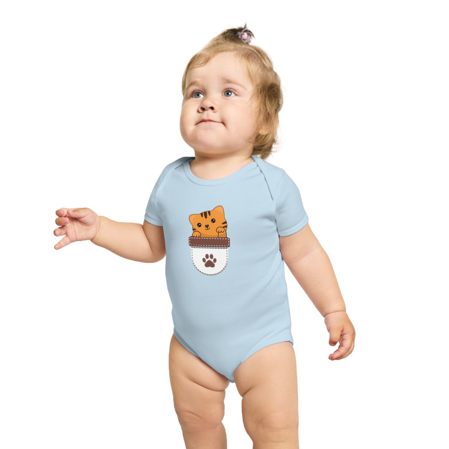 Cute Cat Pocket design baby bodysuit