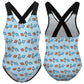 Space Rocket Cross Back One-Piece Girls Swimsuit