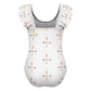 Girls' Geometric Print Shoulder Ruffle One-Piece Swimsuit