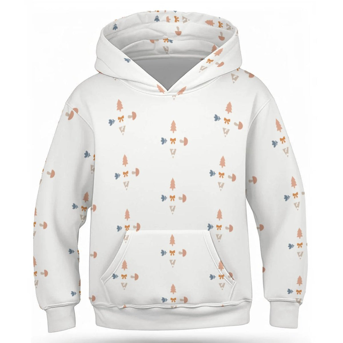 Kids' Geometric Print Hoodie No Drawstrings