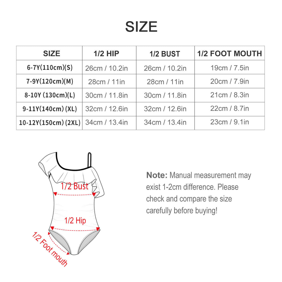 Girls' Geometric Star One-Shoulder Ruffle Swimsuit