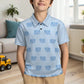 Kids' Cute Elephant Print Polo Shirt – Light Blue