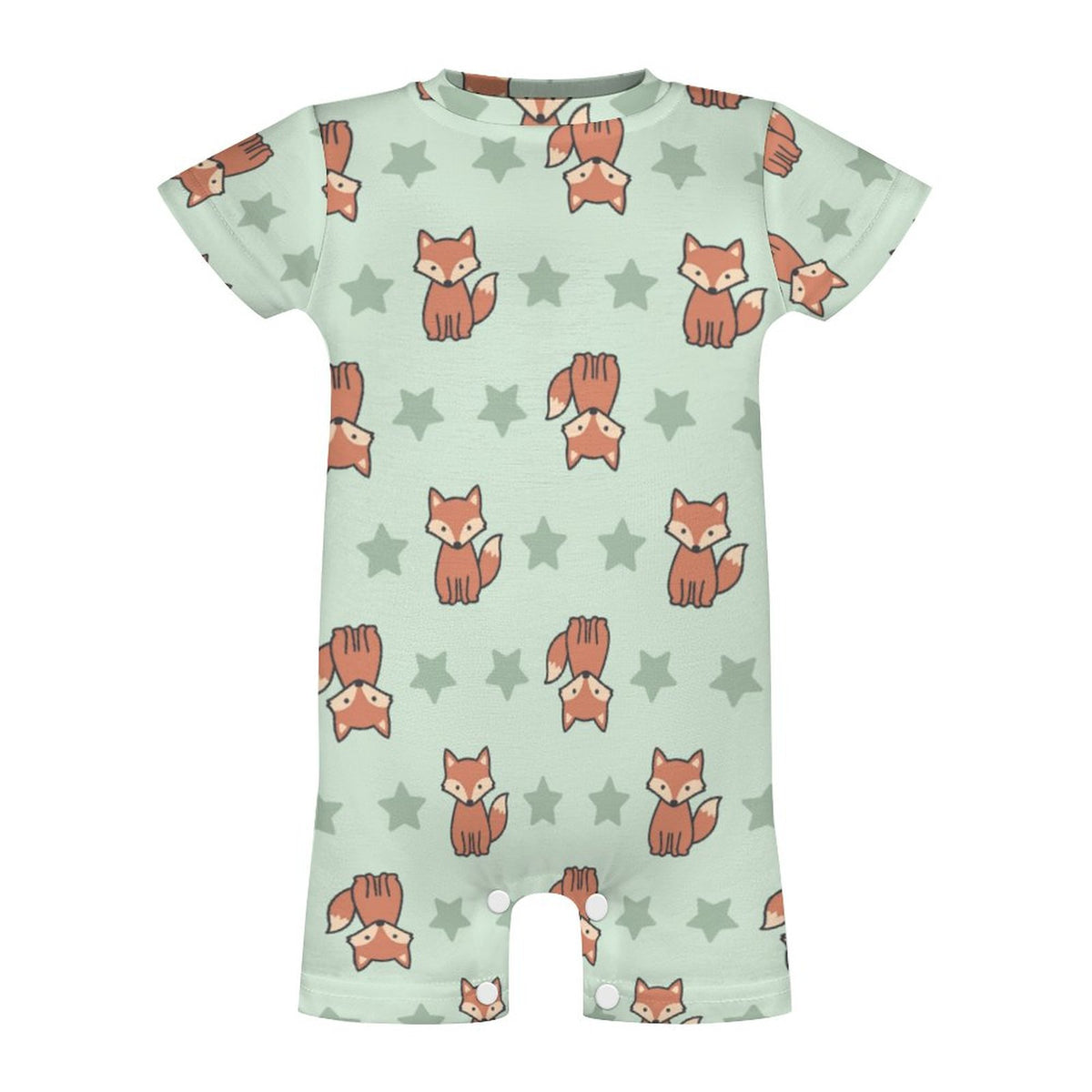 Cute Cotton Baby Fox Print Short Sleeve Romper