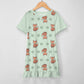 Cute Fox Print Girls Ruffle Hem Dress | Short Sleeve