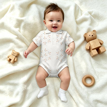 Cute Geometric Motif Short Sleeve Polo Baby Romper