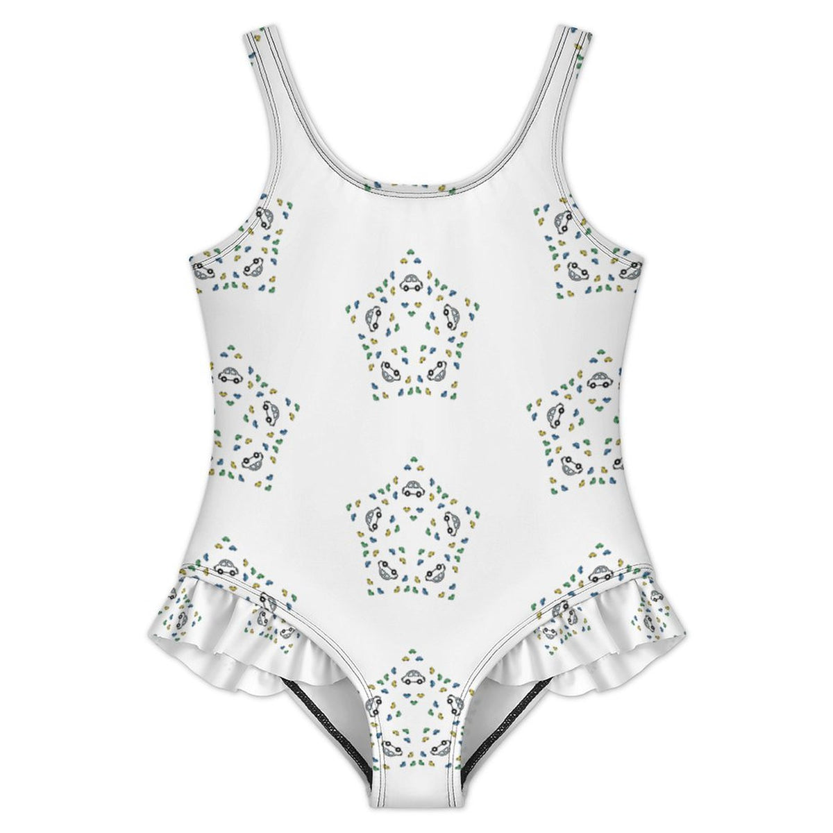 Cute White Star Print One-Piece Swimsuit for Girls