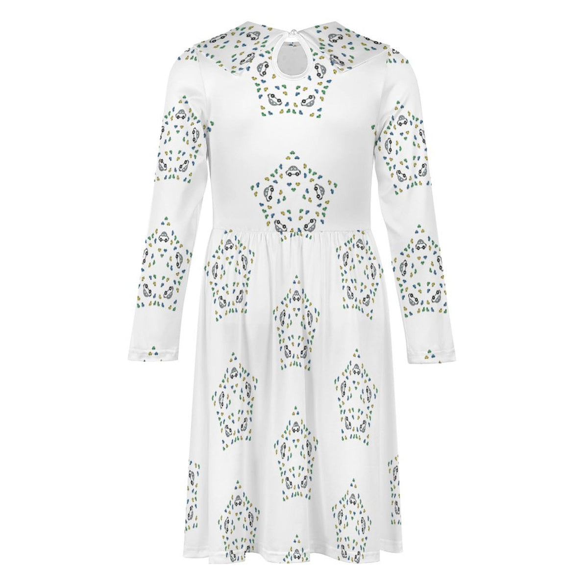 Girls' Geometric Star Long Sleeve Dress