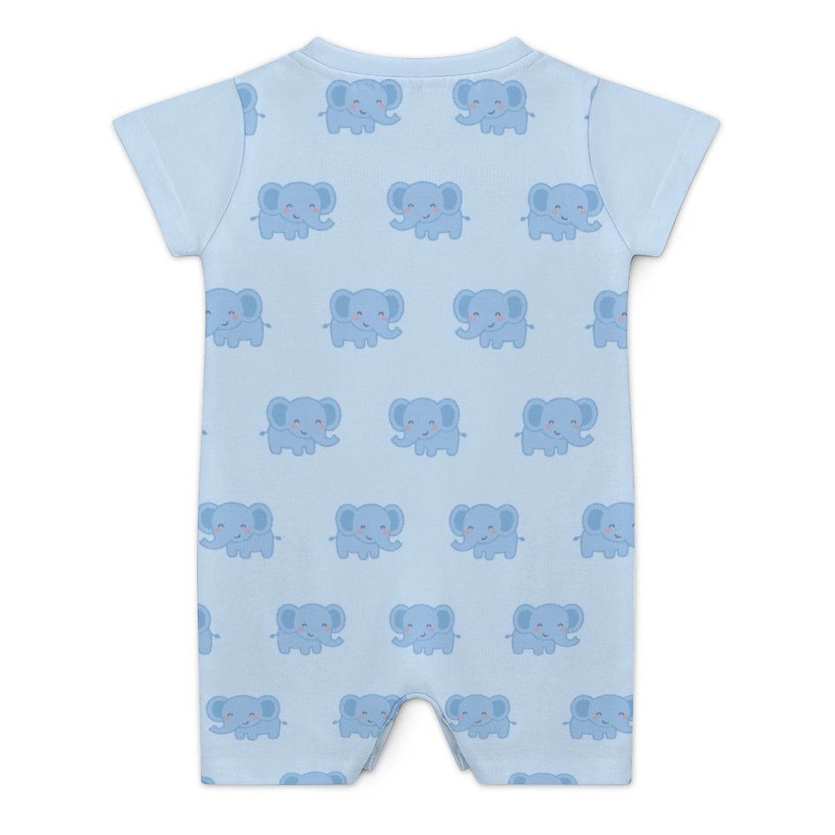 190GSM Light Blue Elephant Baby Cotton Romper