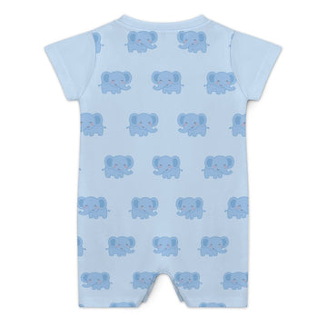 190GSM Light Blue Elephant Baby Cotton Romper