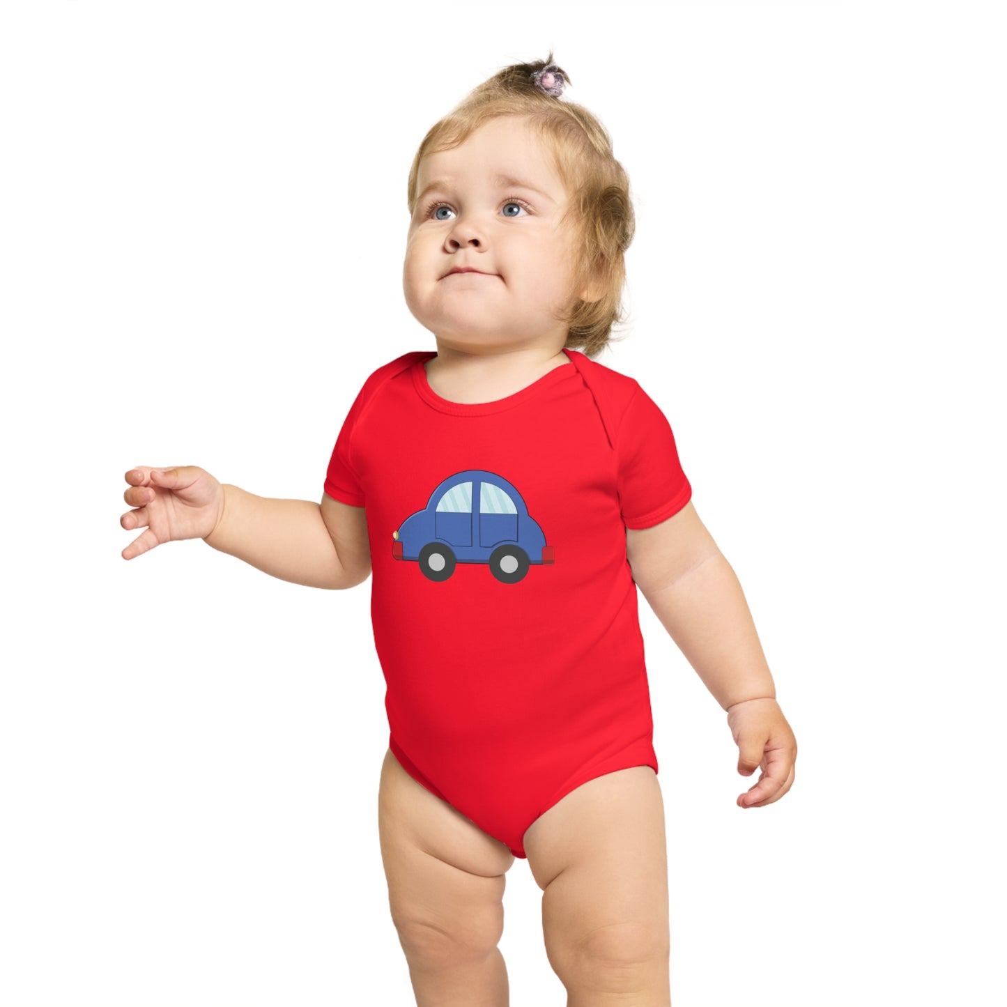 Happy Blue Car design baby bodysuit