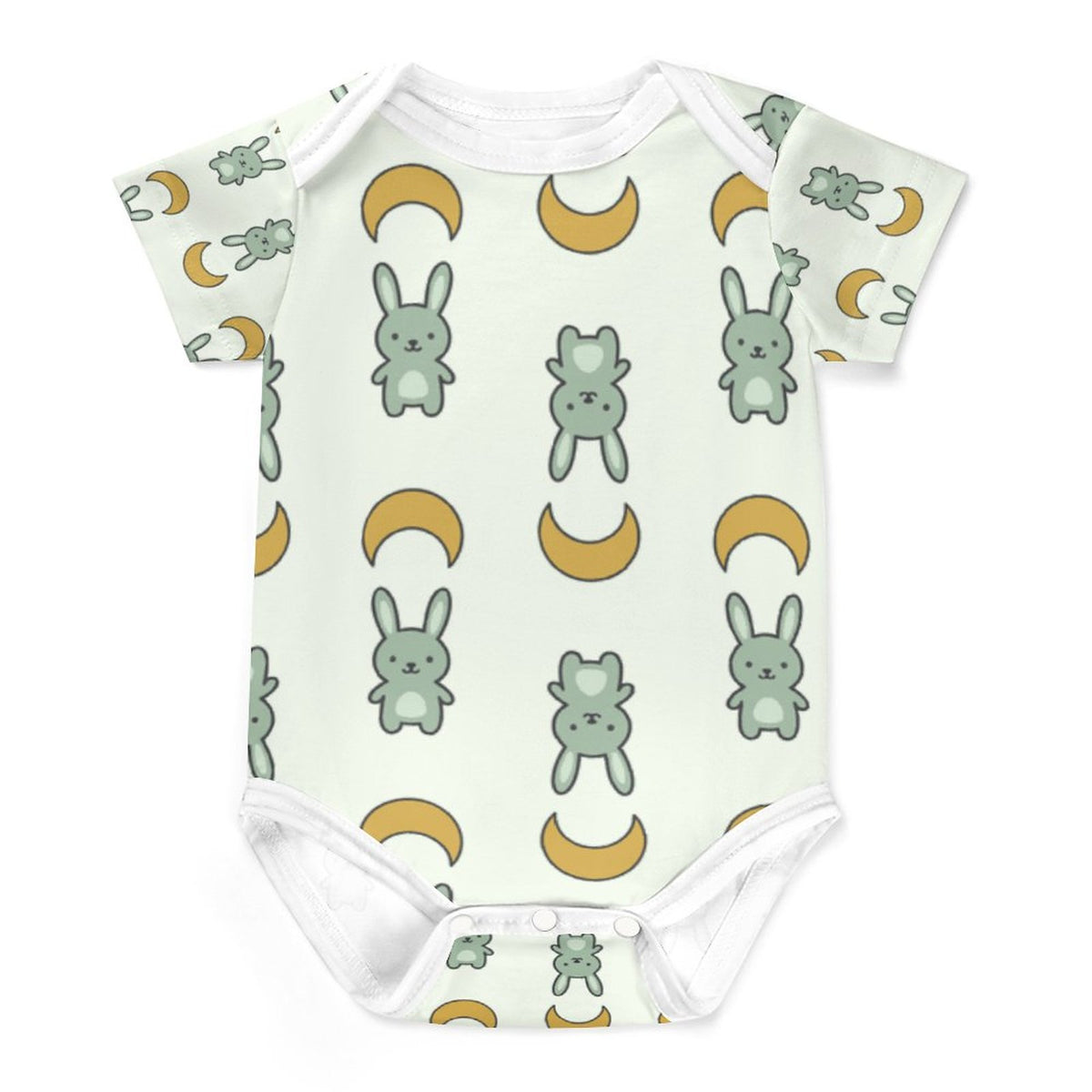 Cute Cotton Baby Bunny & Moon Print Onesie