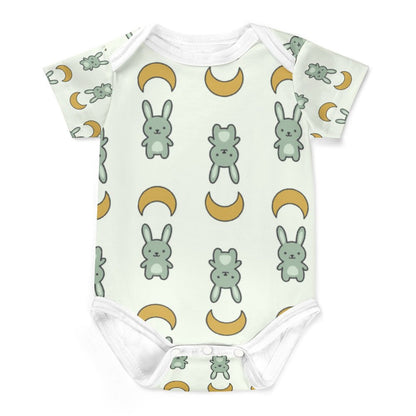 Cute Cotton Baby Bunny & Moon Print Onesie