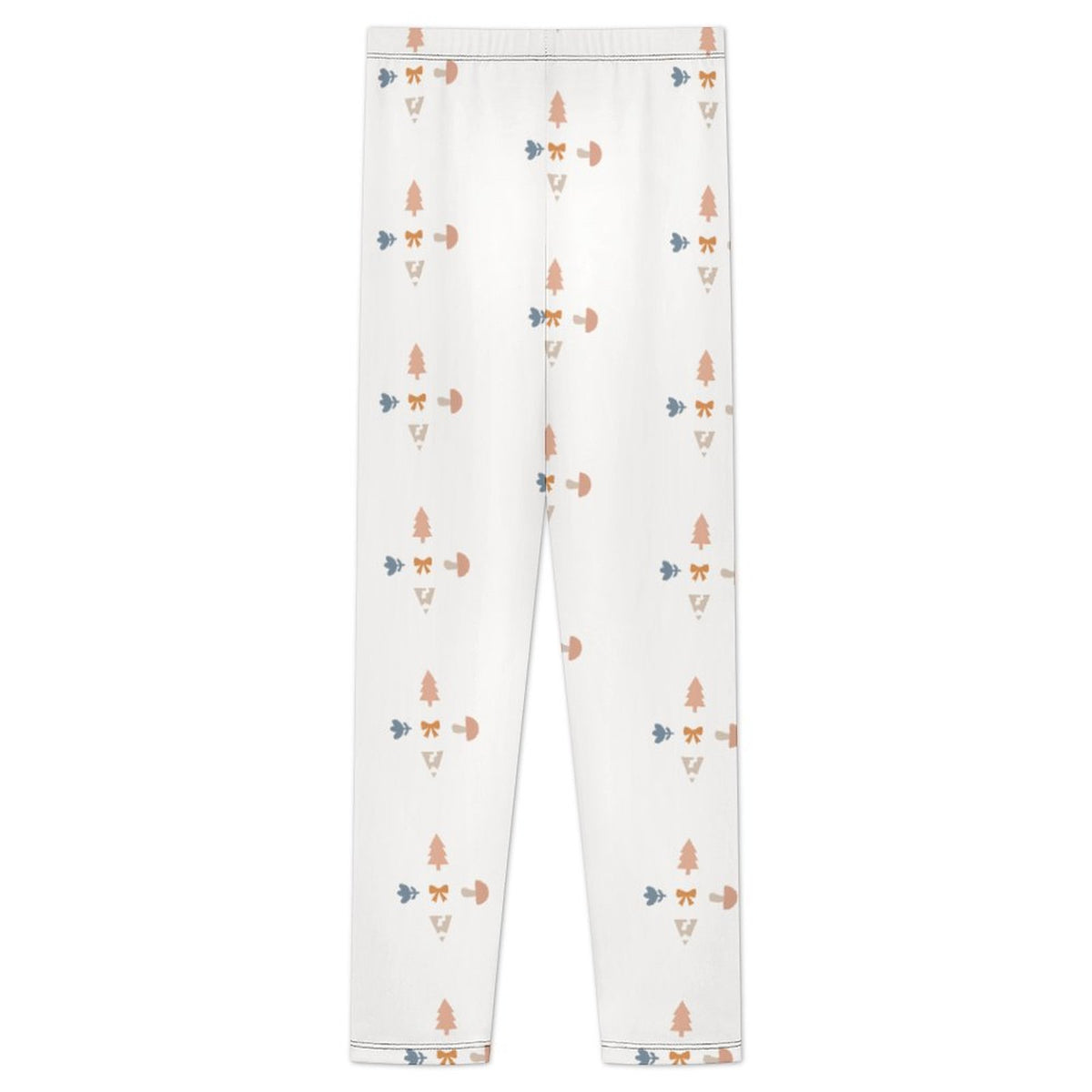 180GSM Girls' White Geometric Patterned Leggings