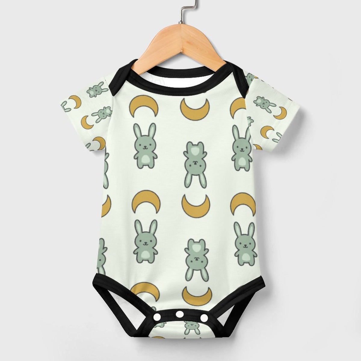 Cute Cotton Baby Bunny & Moon Print Onesie