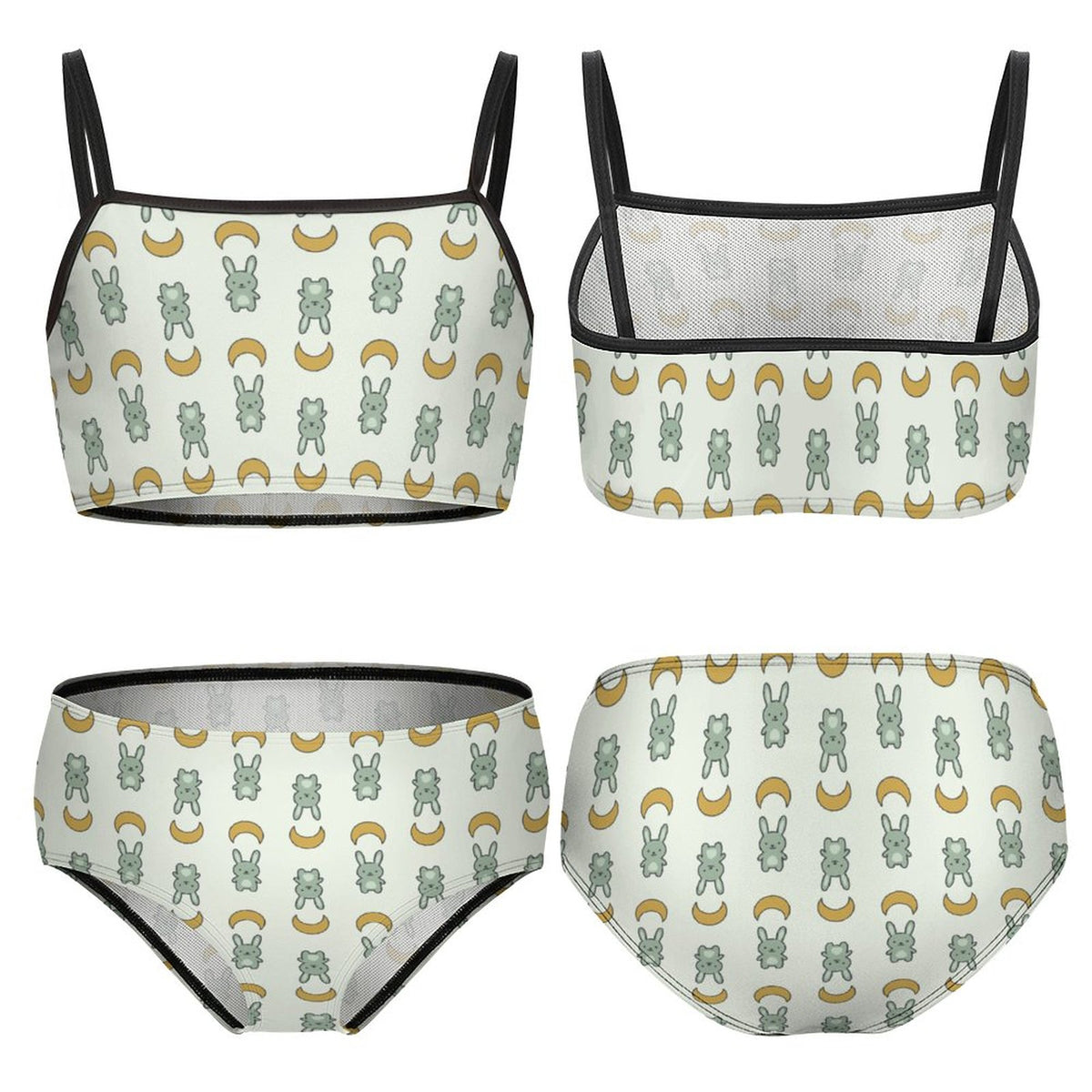 Cute Bunny & Moon Cami Bikini Set for Girls | AOP