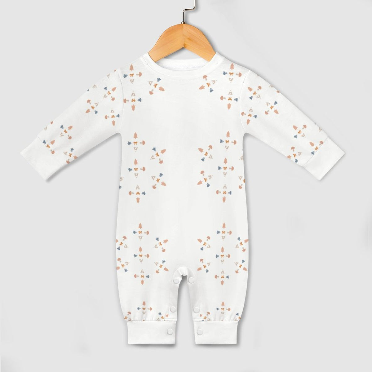 Cute Geometric Motif Cotton Long Sleeve Infant Bodysuit
