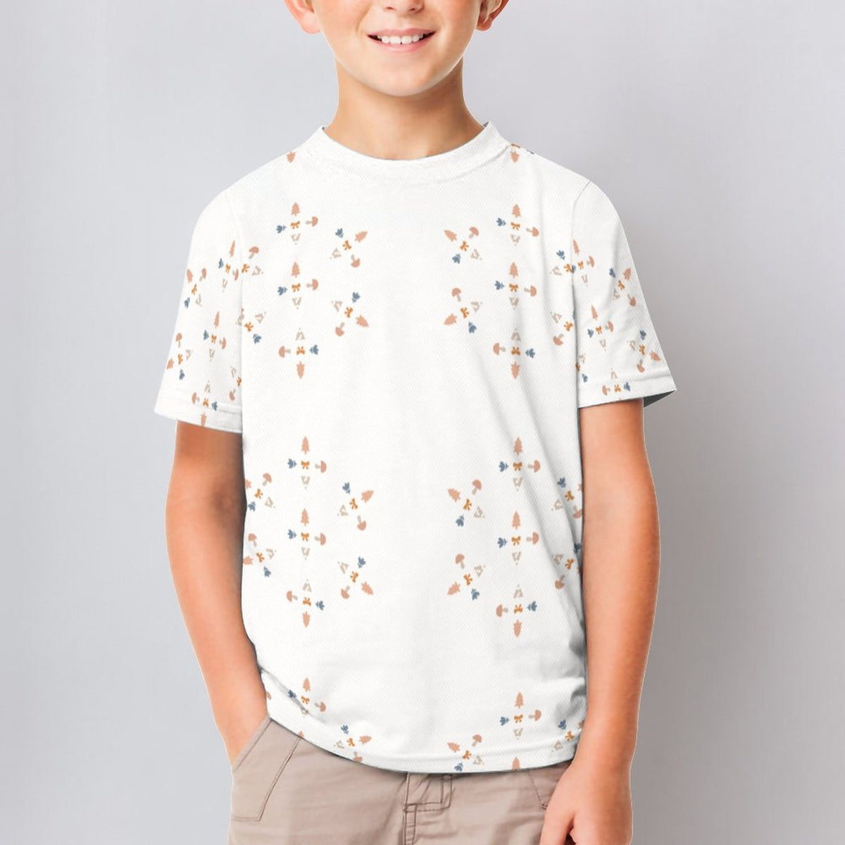Cute Geometric Motif Short Sleeve Kids' Shirt