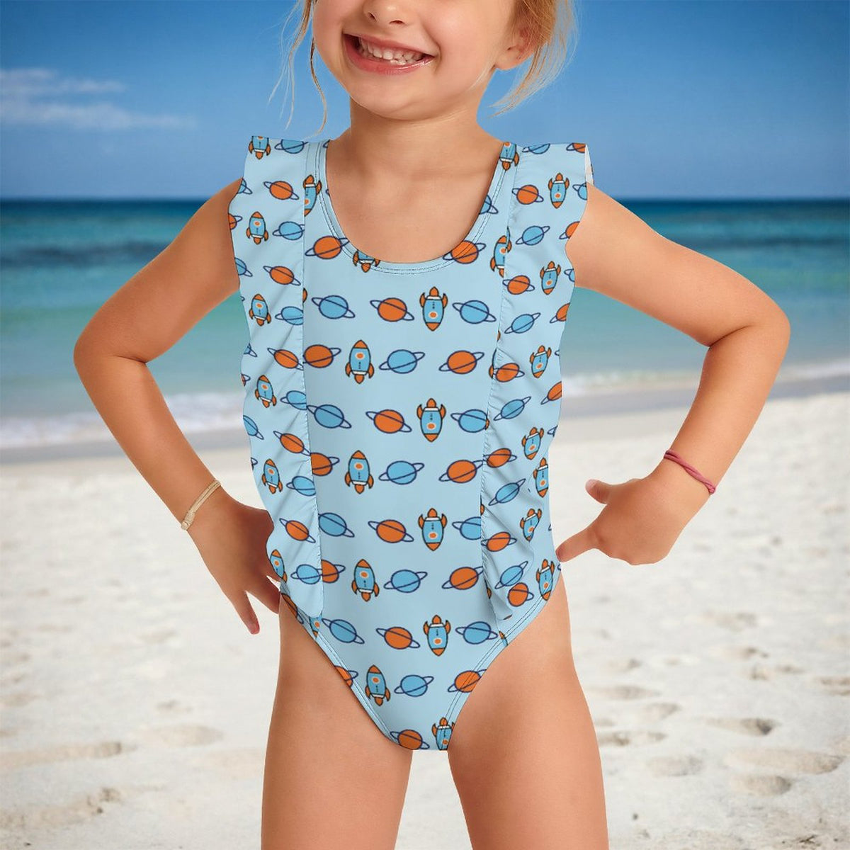 Custom Girls Hawaiian Ruffle Swimsuit | All-Over Print