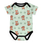 Cute Fox Print Short Sleeve Baby Romper | 220gsm