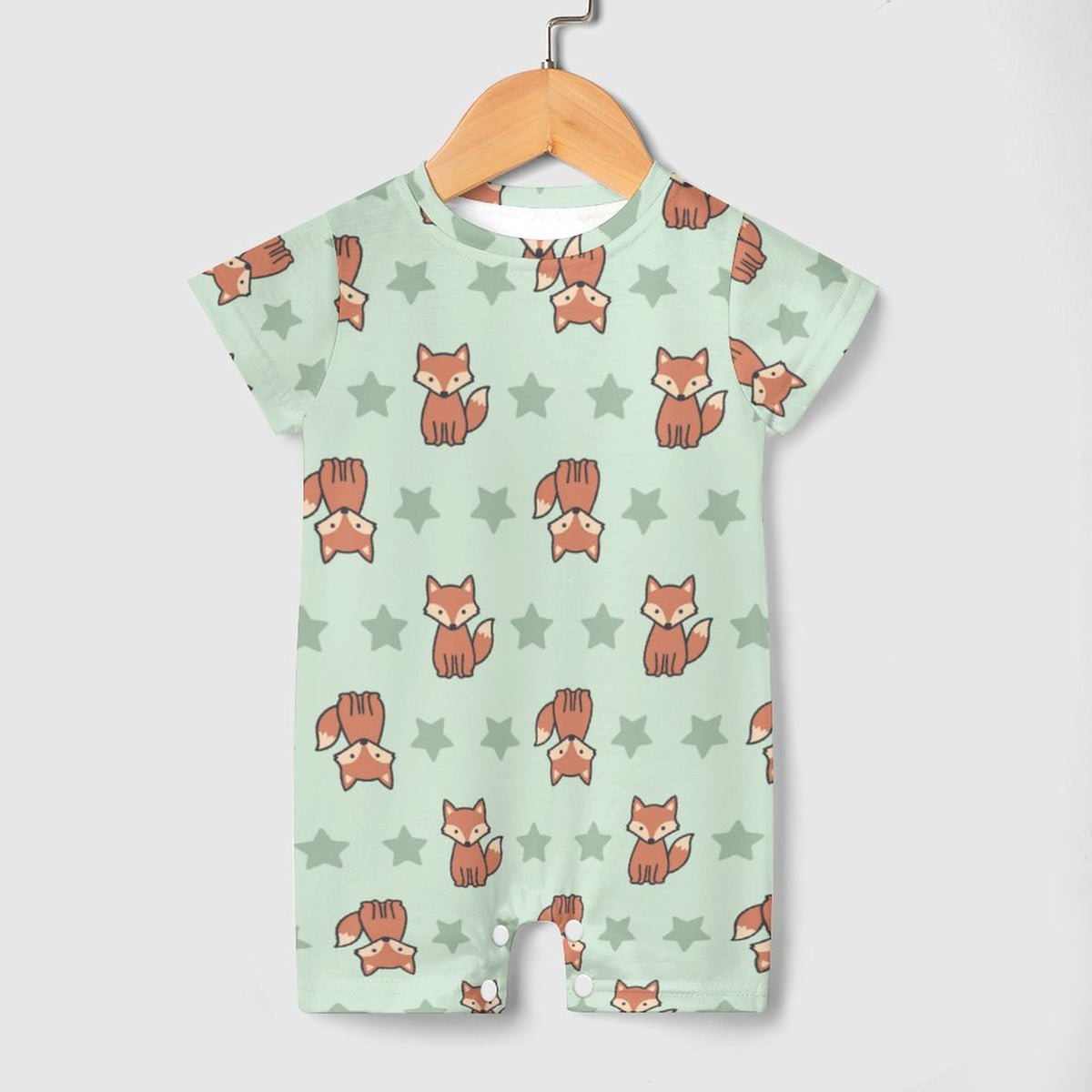 Cute Cotton Baby Fox Print Short Sleeve Romper