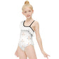 Girls' Geometric Print One-Shoulder Ruffle Swimsuit