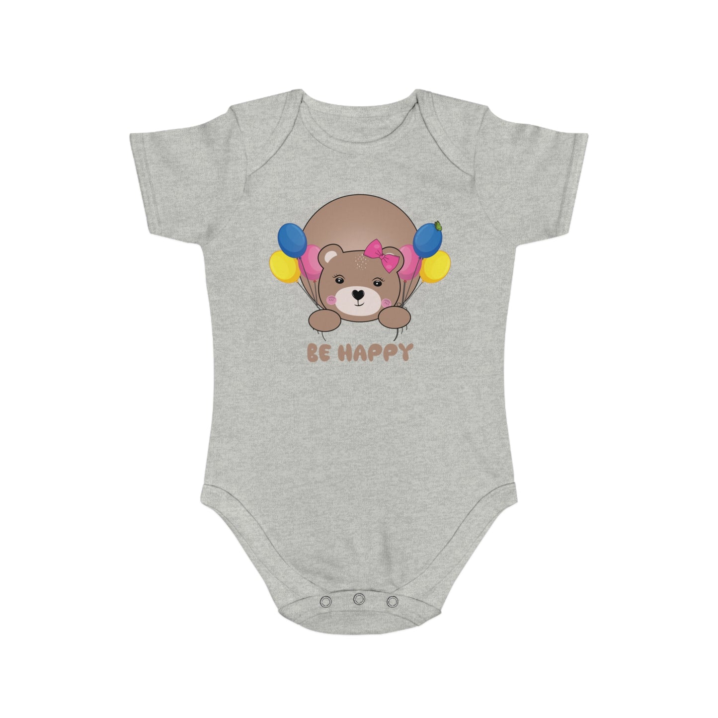 Be Happy Bear design baby bodysuit