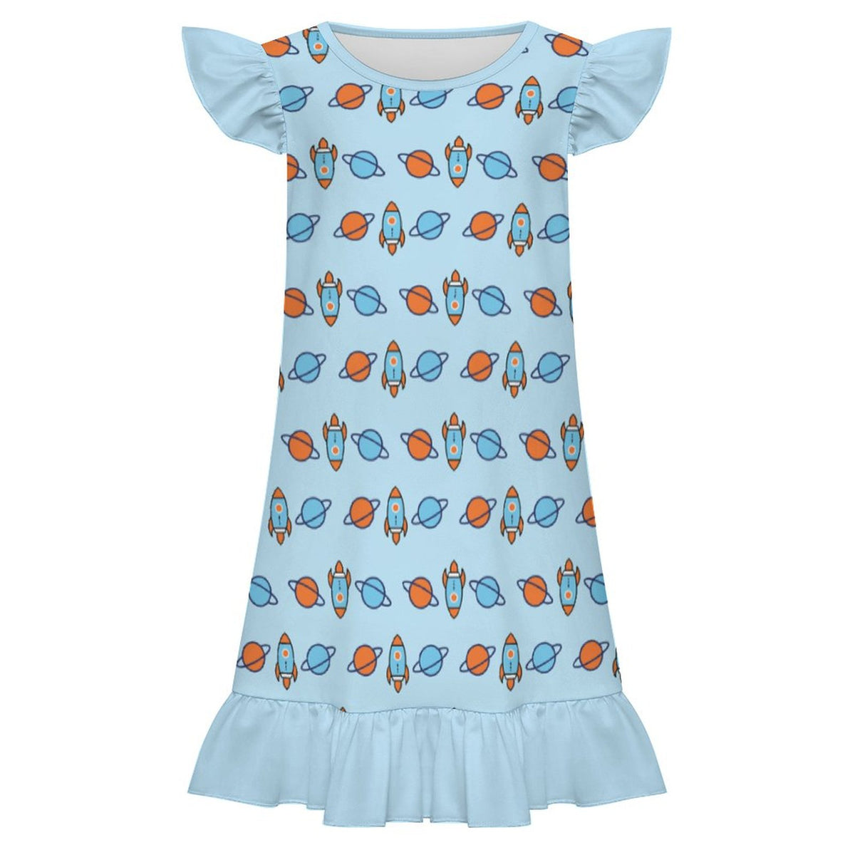 200gsm Girls Ruffle Nightgown | Custom All-Over Print