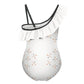 Girls' White Geometric Patterned One-Shoulder Ruffle Suit