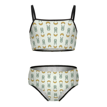Cute Bunny & Moon Cami Bikini Set for Girls | AOP