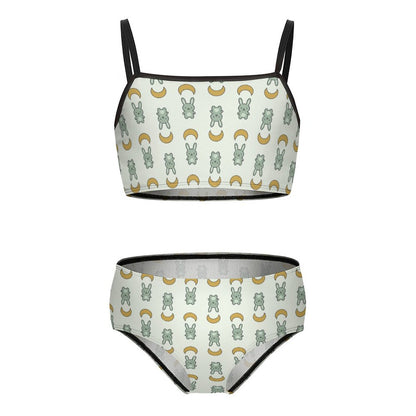 Cute Bunny & Moon Cami Bikini Set for Girls | AOP