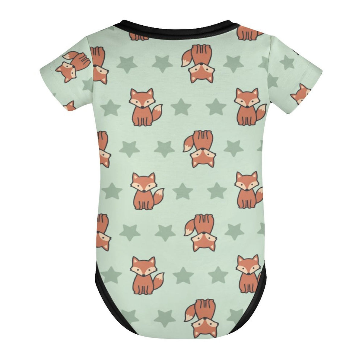 Cute Fox Print Short Sleeve Baby Romper | 220gsm