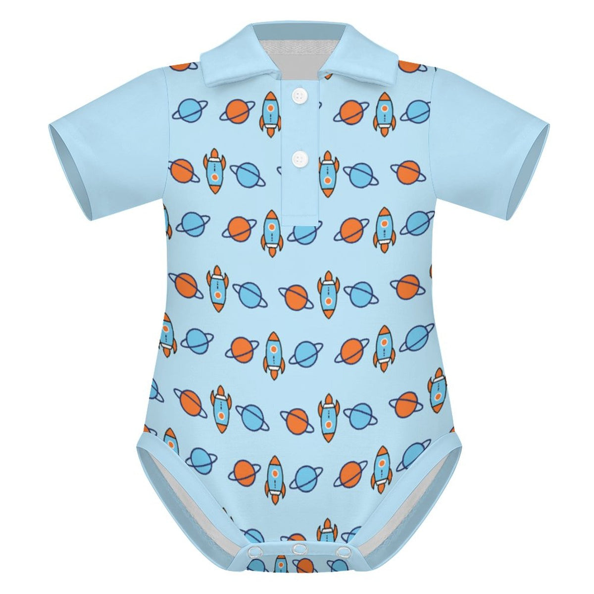 200gsm Baby Short Sleeve Polo Romper | All-Over Print