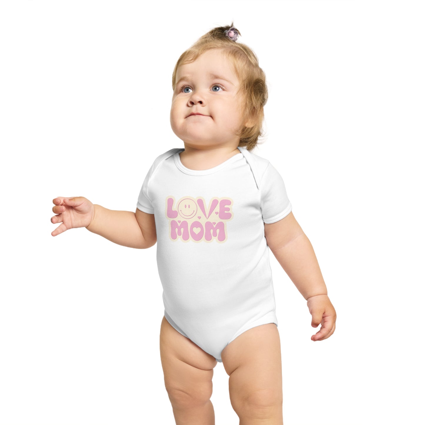 Love You Mom design baby bodysuit 	Love You Mom Baby Bodysuit | Heartfelt Cotton Infant Outfit